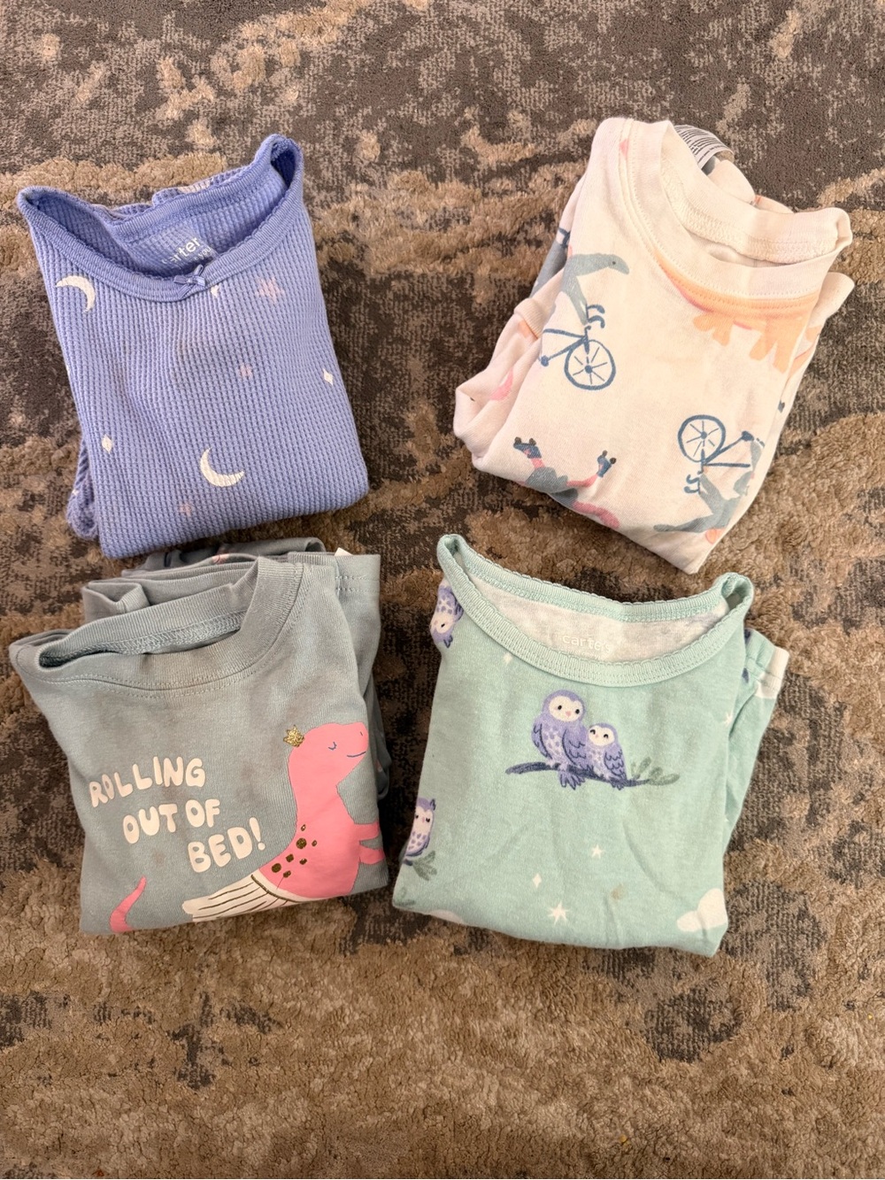 Bundle 4 Set of Carter's Toddler Girls Pajamas 18M